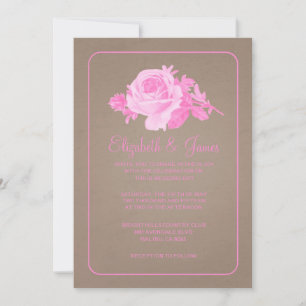 Invitation Flore Brown rose/Faire-part de mariage de fleurs