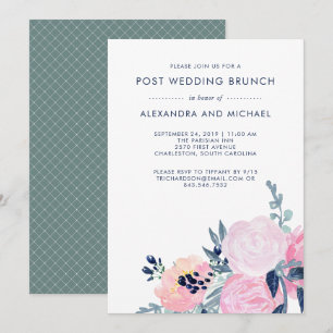 Invitation Flore brun et marine   Brunch Mariage