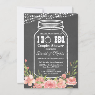 Invitation Flore Chalk Chaîne Lumières Mason Jar I DO BBQ