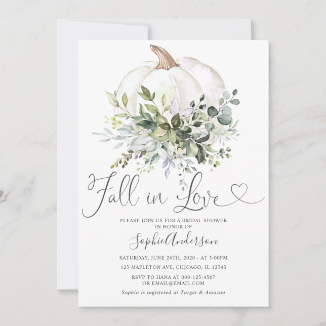 Invitation Flore de verdure rustique chute en Fête des mariée (Devant)