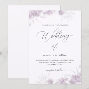 Invitation Flore délicate avec Mariage de calligraphie