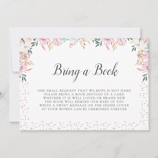 Invitation Flore délicate et coton Apportez un livre (Devant)