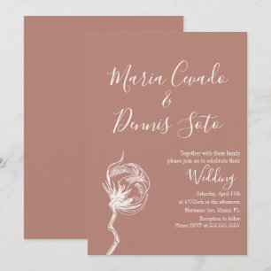 Invitation Flore dessinée à la main Mariage de la Terre ton