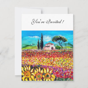 Invitation FLORE EN TOUSCANE/ Champs, Pavots et Tournesols