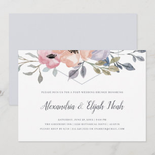 Invitation Flore géométrique bleue Dusty Brunch Mariage