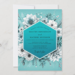 Invitation Flore Glaciale Aqua Mariage