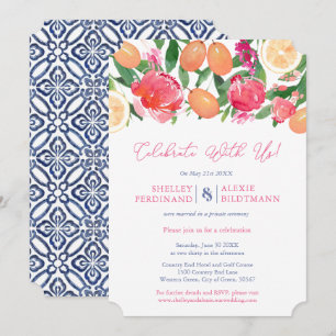 Invitation Flore Gras & Citrus Espagnol Tiles Réception uniqu