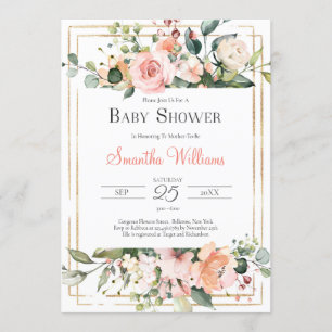Invitation Flore luxuriante moderne et élégante boho et bébé