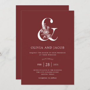Invitation Flore moderne Mariage d'Ampersand de Bourgogne