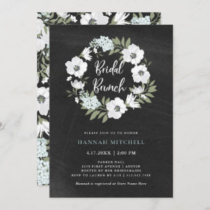 Invitation Flore noire et blanche rustique  Brunch nuptial