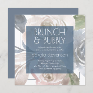 Invitation Flore poussiéreux   Pastel Fumé Bubbly Brunch Douc