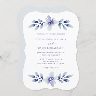 Invitation Flore rêveuse Mariage mauve et bleu