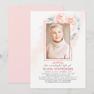 Invitation Flore rose pâle - Faded Folial Photo