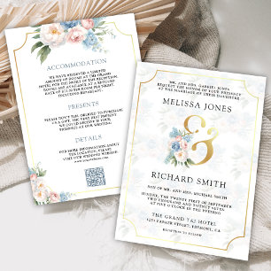 Invitation Flore rose rose pâle Dreamy en un seul Mariage