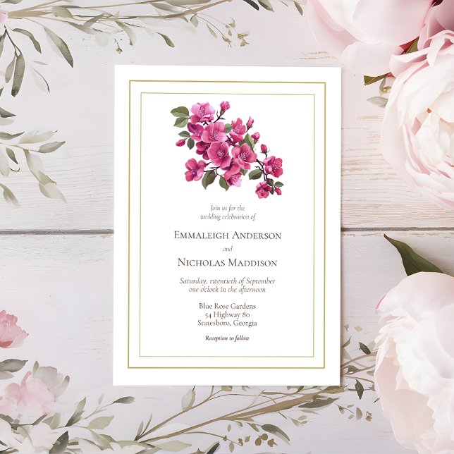 Invitation Flore Rose sauvage de Magenta (Créateur téléchargé)