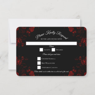 Invitation Flore rouge profond Élégant Mariage gothique