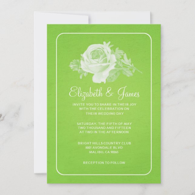 Invitation Flore Russe verte à la chaux/Faire-part de mariage (Devant)
