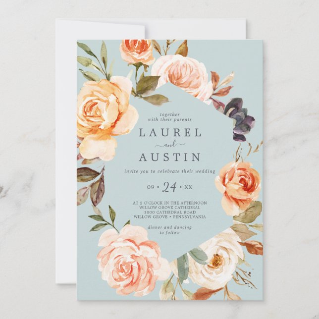 Invitation Flore rustique | Mariage Décontracté de la monnaie (Devant)