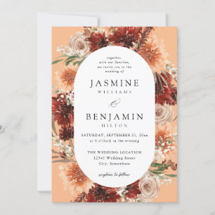 Invitation Flore rustique Terre & Champagne Mariage - Pêche
