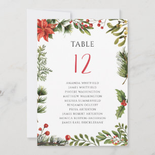 Invitation Flore vert Poinsettia Mariage Tableau Numéro 12