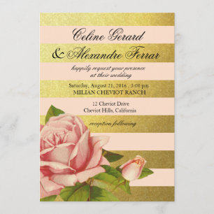 Invitation Flore Vintage à huile d'or rose roux