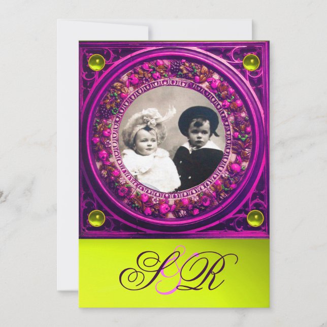 INVITATION FLORENTINE RENAISSANCE FRUITS DAMAS MONOGRAMME (Devant)