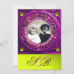 INVITATION FLORENTINE RENAISSANCE FRUITS DAMAS MONOGRAMME