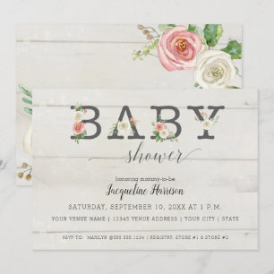 Invitation Flores blanches   Baby shower fille