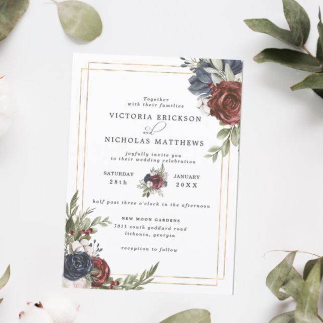 Invitation Flores congelées | Mariage botanique d'hiver (Créateur téléchargé)