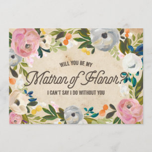 Invitation Flores vintages Matron d'honneur