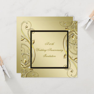 Invitation Florish Gold Black 50e anniversaire Mariage