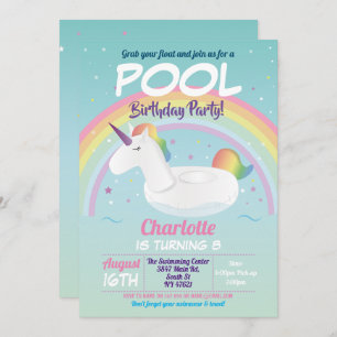 Invitation Flotte de la piscine de l'Unicorn