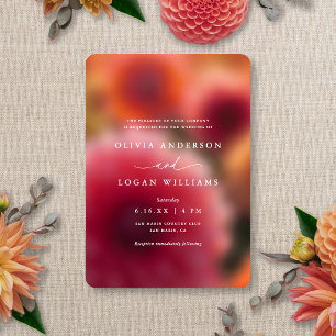 Invitation Flou Floral Élégance Moderne Mariage Été Automne