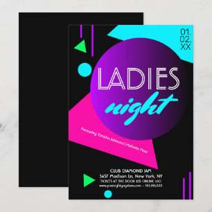 Invitation Flourescent Night Club Dames Circulaire promotionn