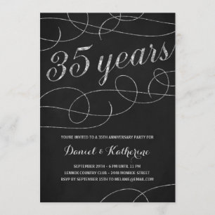 Invitation Flourish Élégant Fête des 35 ans