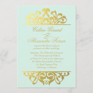 Invitation Flourish fascinant de feuille d'or épousant l'or