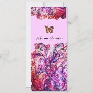 Invitation FLOURISSEMENTS FANTAISISTES rouge rose violet vif