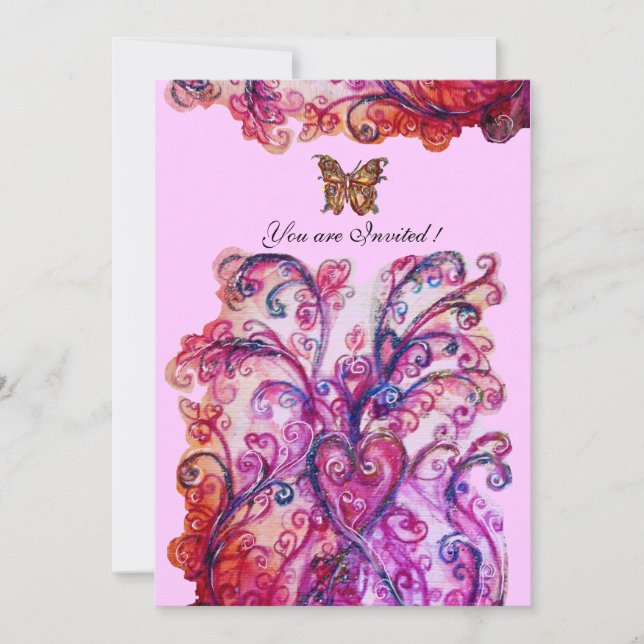 Invitation FLOURISSES FANTAISISTES rouge rose violet vif (Devant)