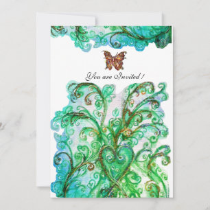 Invitation FLOURITURES FANTAISISTES bleu vert blanc brillant
