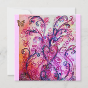 Invitation FLOURITURES FANTAISISTES rouge vif, rose, violet
