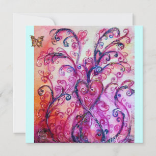 Invitation FLOURITURES FANTAISISTES rouge vif, rose, violet, 