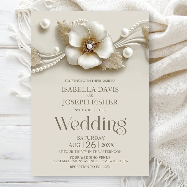 Invitation Flower and Pearls Wedding (Créateur téléchargé)