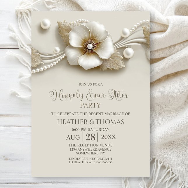 Invitation Flower and Pearls Wedding After Party (Créateur téléchargé)
