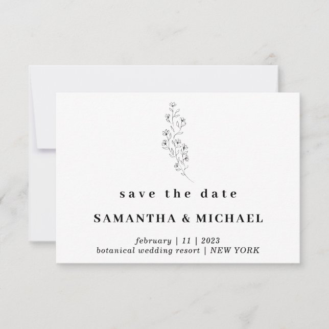 Invitation Flower Boho Clear Indie Enregistrer la date Mariag (Devant)
