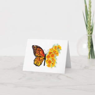 Invitation Flower Butterfly with Yellow California Poppy
