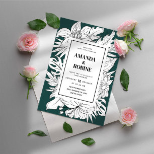 Invitation Flower Greens Simple mariage élégant