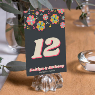 Invitation Flower Power 70's Retro Super Mariage Table No.