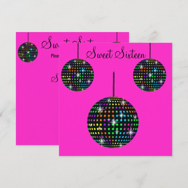 INVITATION FLURO PINK DÉCOBALL SWEET SIXTEEN PARTI (Devant / Derrière)