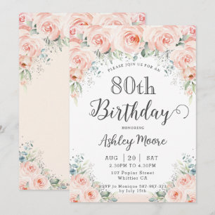 Invitation Flush doux Rose verdure 80e anniversaire