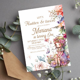 Invitation Flutter & twirl Jardin Fée Floral Pixie 1ère